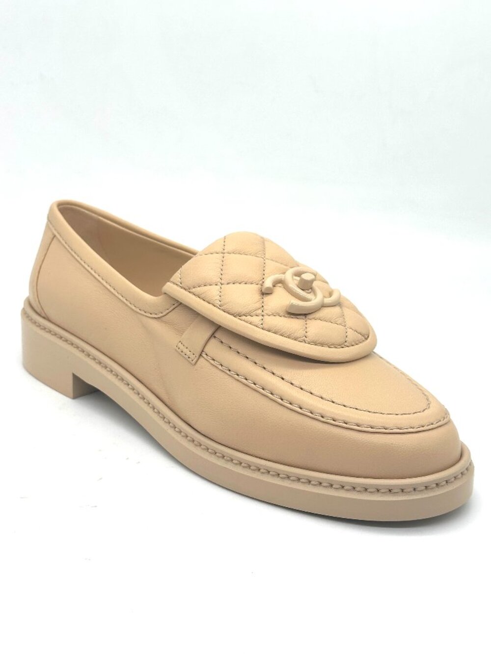 CHANEL 24C Leather Quilted Tab Turn Lock Turnlock CC Loafer Moccasin Flat Shoes - Picture 7 of 14
